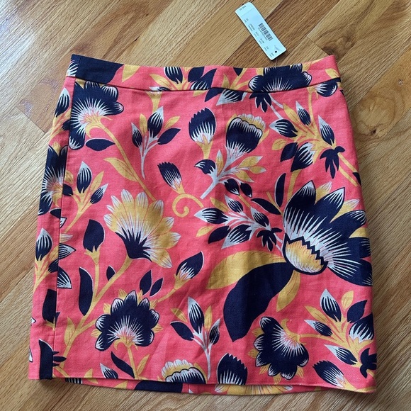 NWT J. Crew Linen Blend Mini Orange Floral Skirt - Picture 8 of 9